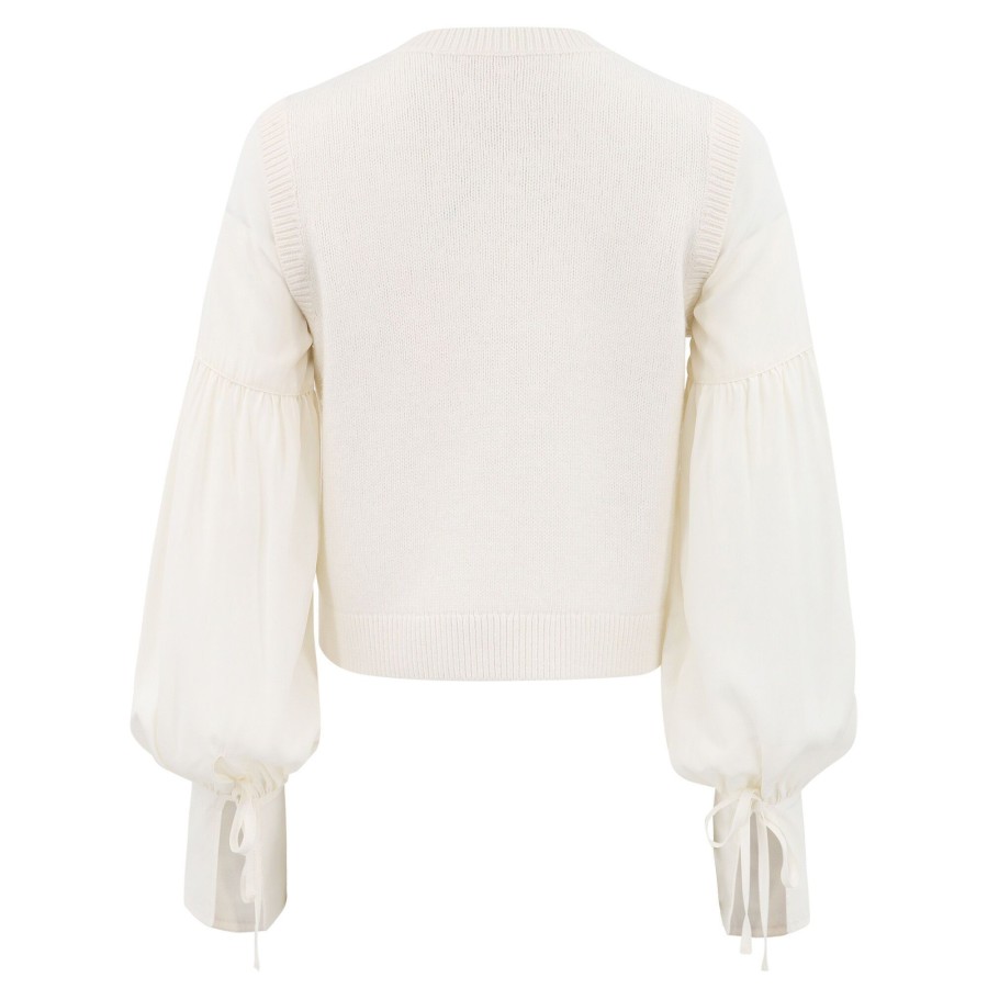 Clothing Cinq à Sept | Tamara Floral Applique Sweater Ivory