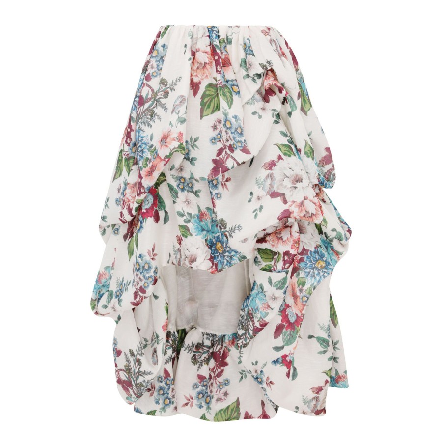Clothing Zimmermann | Matchmaker Drape Skirt Ivory Barkcloth