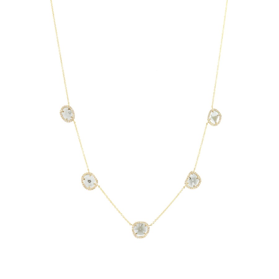 Jewelry Cindy Ensor | Five Sliced Diamond Necklace Gold