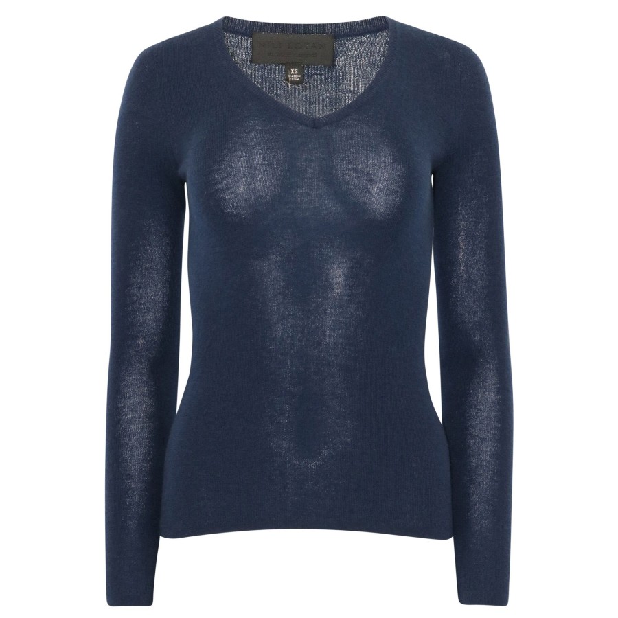 Clothing Nili Lotan | Eliana V-Neck Sweater Dark Navy