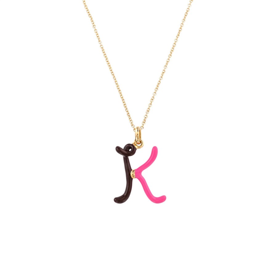 Jewelry Bea Bongiasca | Letter K Charm Necklace Brown/Pink
