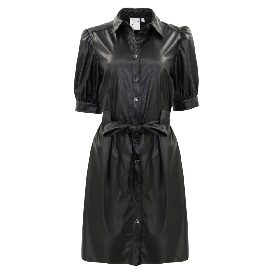 Clothing Finley | Piper Vegan Leather Dress Black