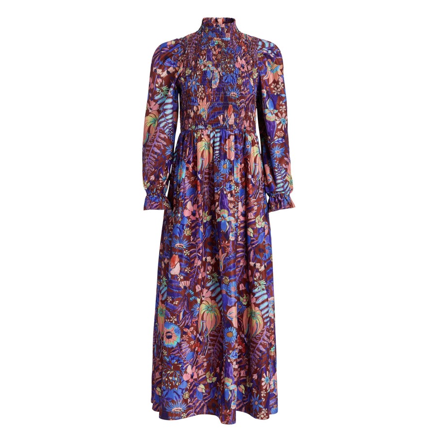 Clothing Marie Oliver | Freddie Dress Gold Lurex Floral