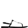 Shoes Saint Laurent | Cassandra Rhinestone Flat Sandals Nero