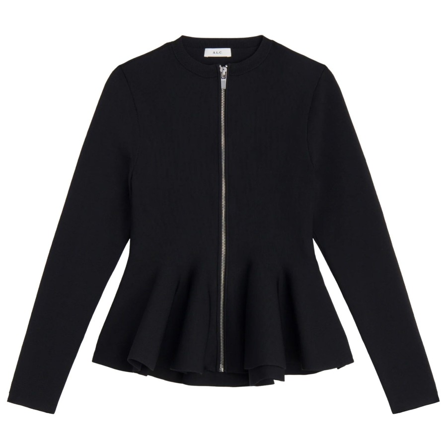 Clothing A.L.C. | Nicola Peplum Knit Cardigan Black