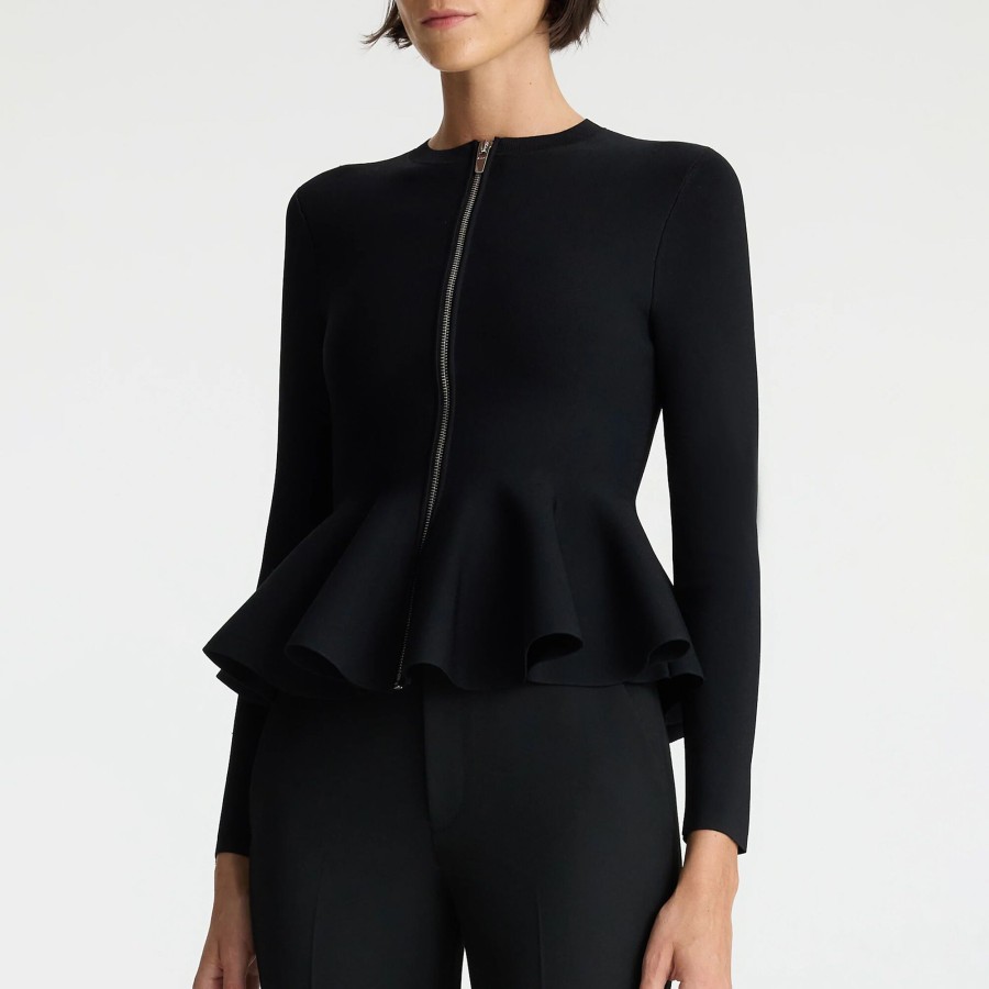 Clothing A.L.C. | Nicola Peplum Knit Cardigan Black