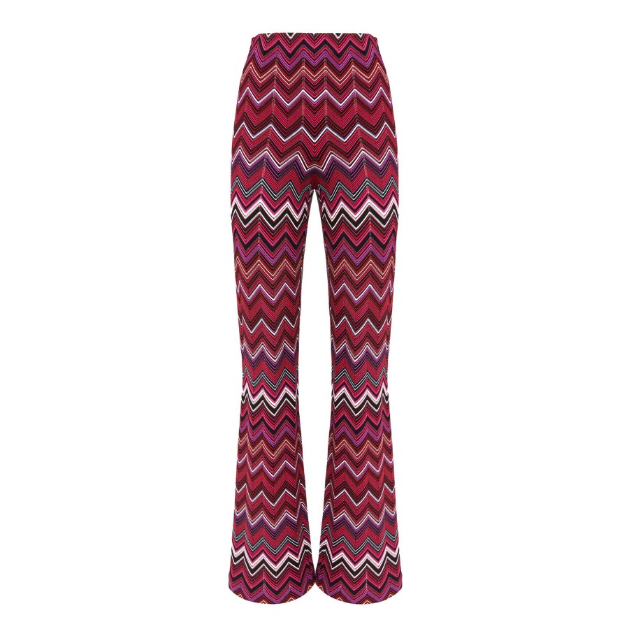 Clothing Missoni | Chevron Flared Pants Black/Red Multi