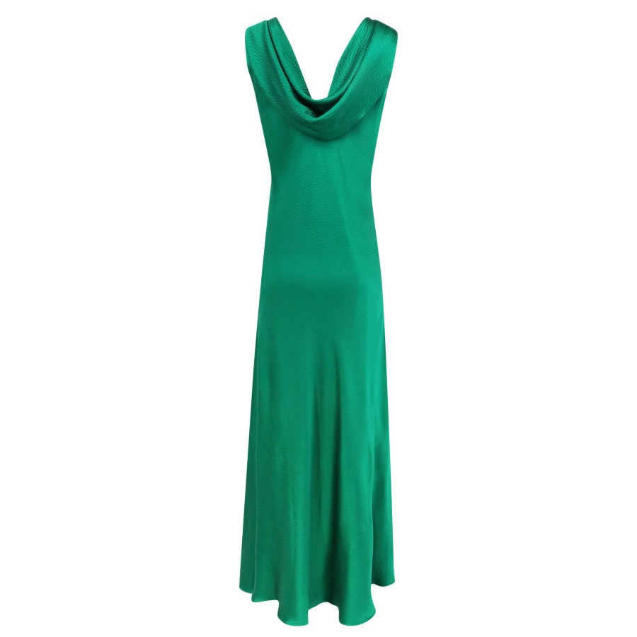 Clothing Tom & Linda Platt | Hammered Satin Cowl Neck Gown Jade