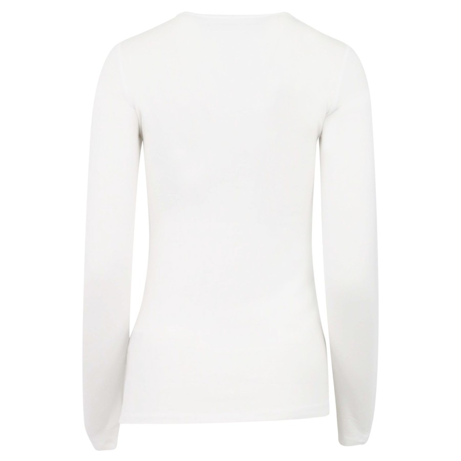 Clothing Majestic Filatures | Long Sleeve Crew Neck Tee Blanc