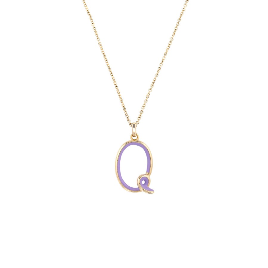 Jewelry Bea Bongiasca | Letter Q Charm Necklace Lavender