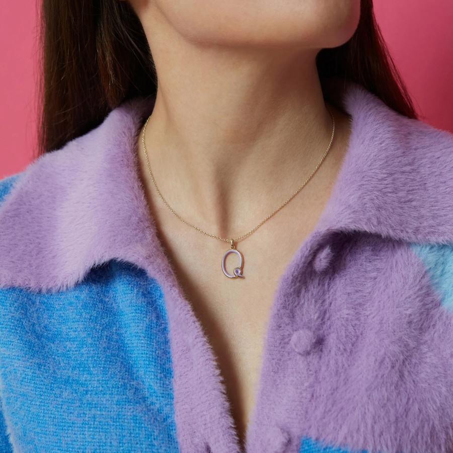 Jewelry Bea Bongiasca | Letter Q Charm Necklace Lavender