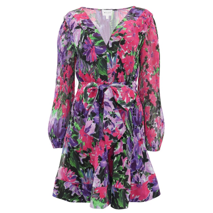 Clothing Milly | Liv Wildflower Garden Pleated Dress Multi