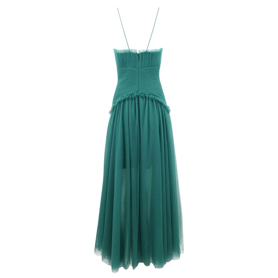 Clothing Zac Posen | Two Tiered Tulle Gown Forest Green