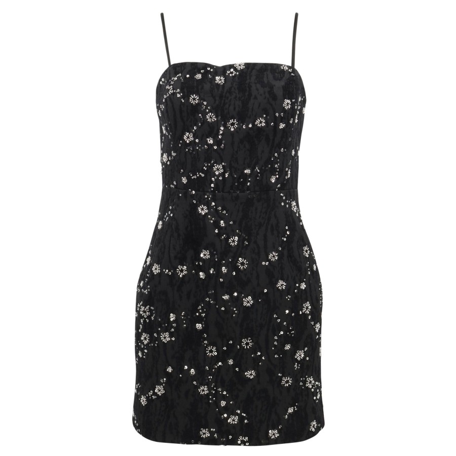 Clothing Milly | Skyla Jacquard Beaded Mini Dress Black