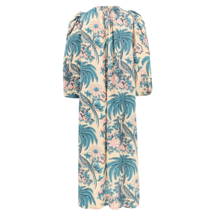 Clothing byTiMo | Crepe Satin Relaxed Dress Blue Birds