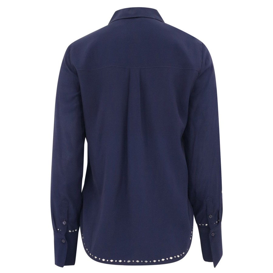 Clothing Ecru | Streep Classic Shirt Evening Blue