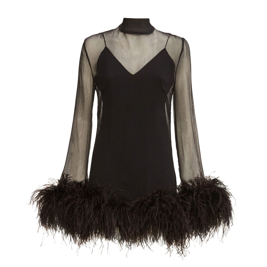 Clothing Taller Marmo | Gina Spirito Feather-Trim Dress Black