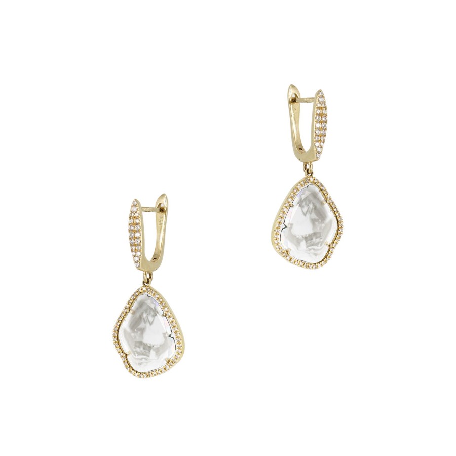 Jewelry Cindy Ensor | Yellow And Diamond Sliced Earrings Gold