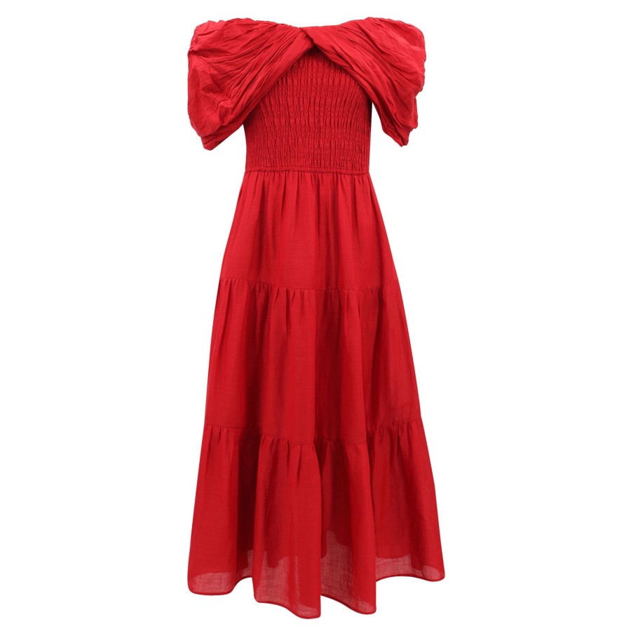 Clothing Sea | Loren Puffed Dress Ruby