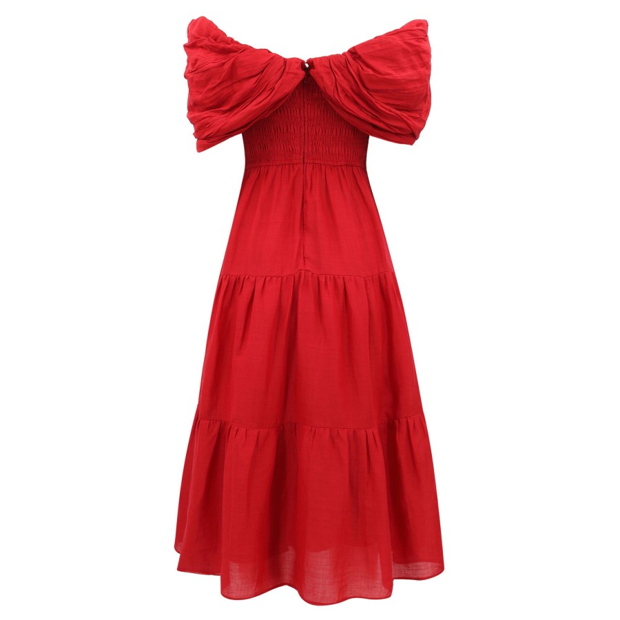 Clothing Sea | Loren Puffed Dress Ruby
