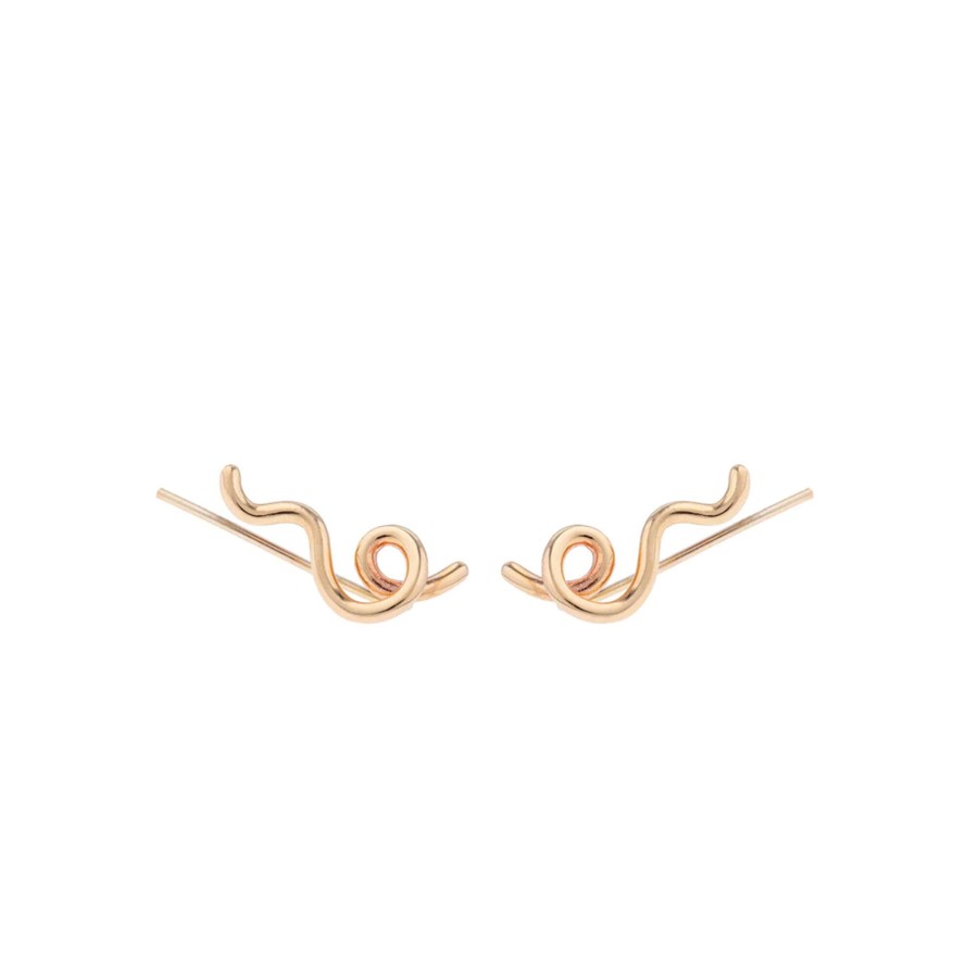 Jewelry Bea Bongiasca | Touch Of Gold Short Wave Earrings Royale Gold