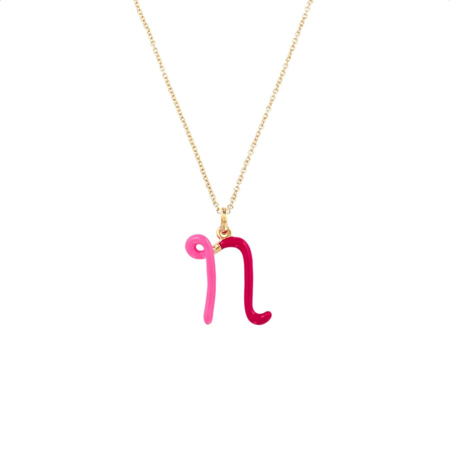 Jewelry Bea Bongiasca | Letter N Charm Necklace Pink/Amarena