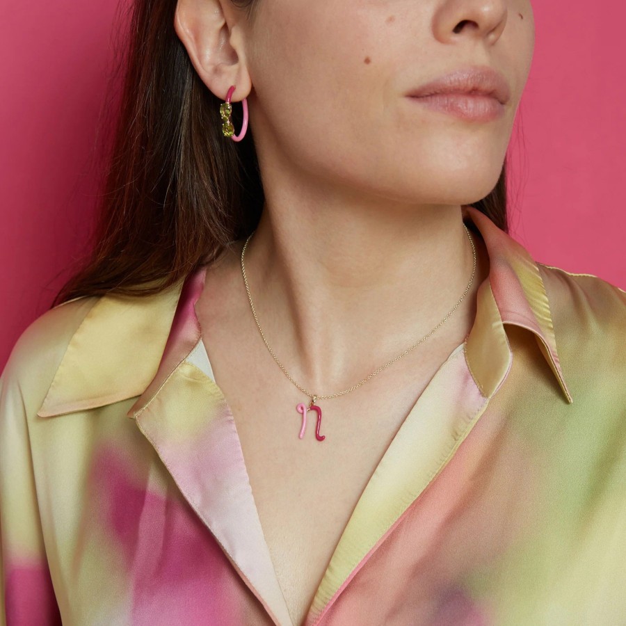 Jewelry Bea Bongiasca | Letter N Charm Necklace Pink/Amarena