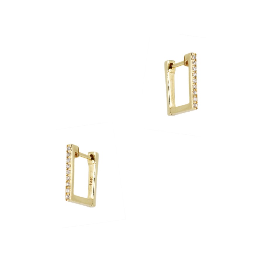 Jewelry Cindy Ensor | Square Diamond Huggies Gold