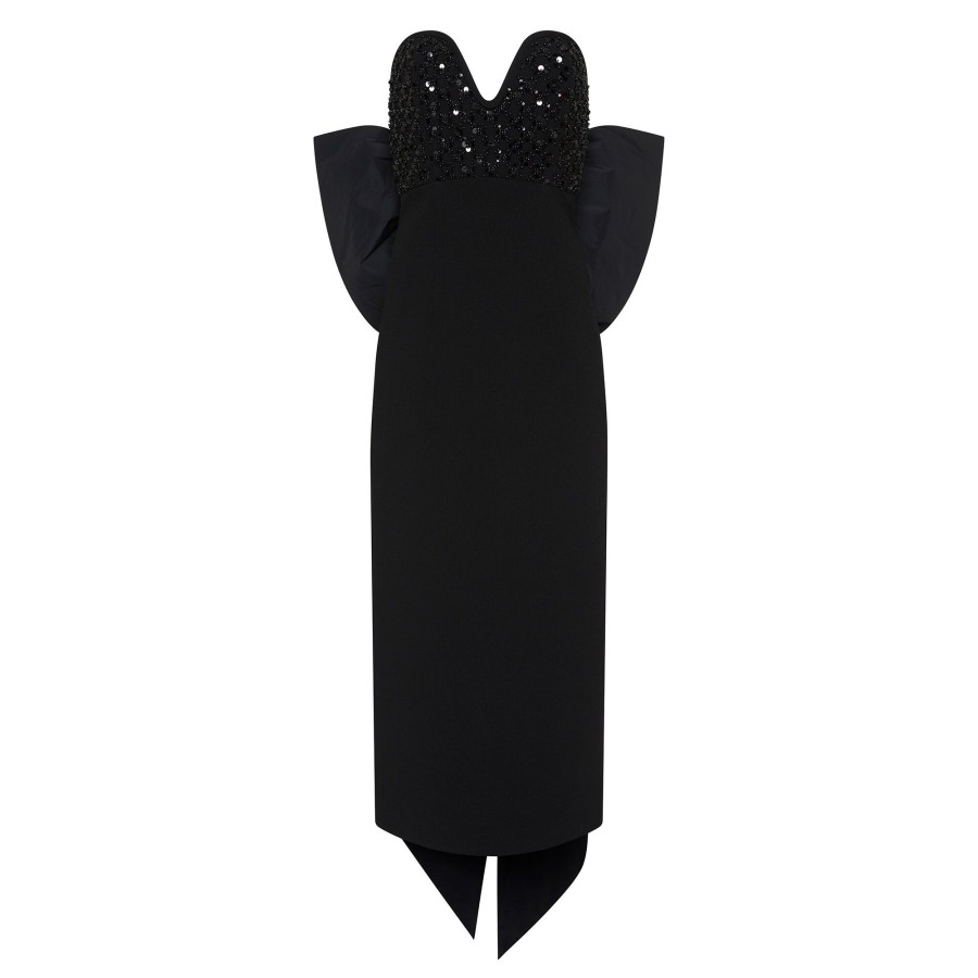 Clothing Rebecca Vallance | Marie Bow Mini Dress Black