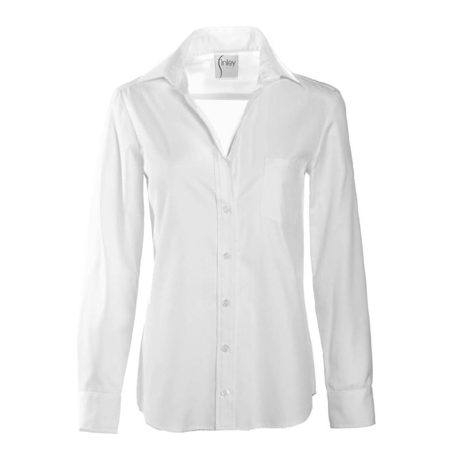 Clothing Finley | Alex Perfect Button-Front Blouse White