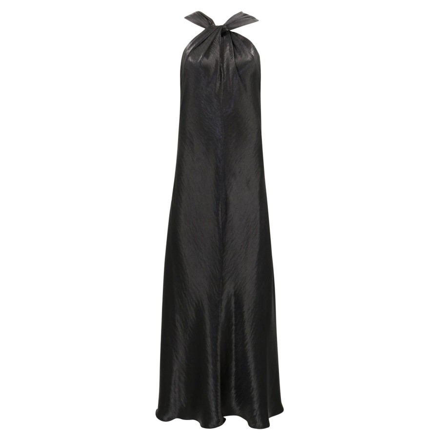 Clothing Tanya Taylor | Mayanna Satin Halter Maxi Dress Black