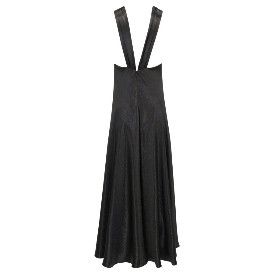 Clothing Tanya Taylor | Mayanna Satin Halter Maxi Dress Black