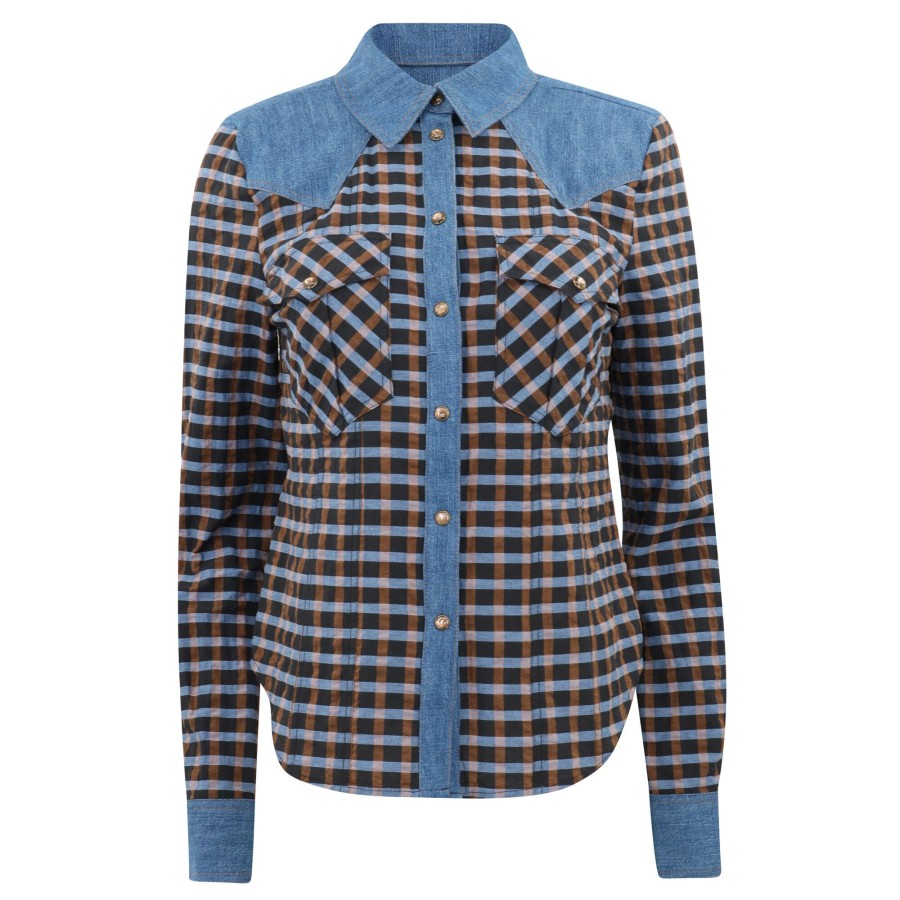 Clothing Veronica Beard | Reid Shirt Blue Multi
