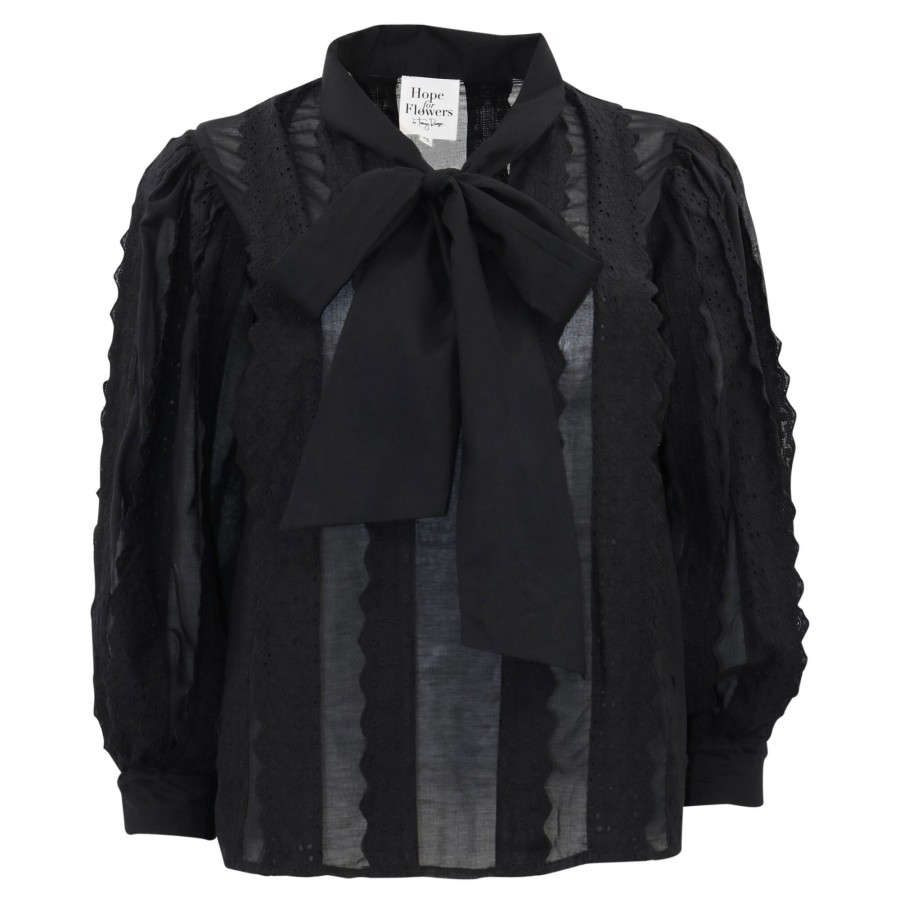 Clothing Hope for Flowers | Applique Blouse Black