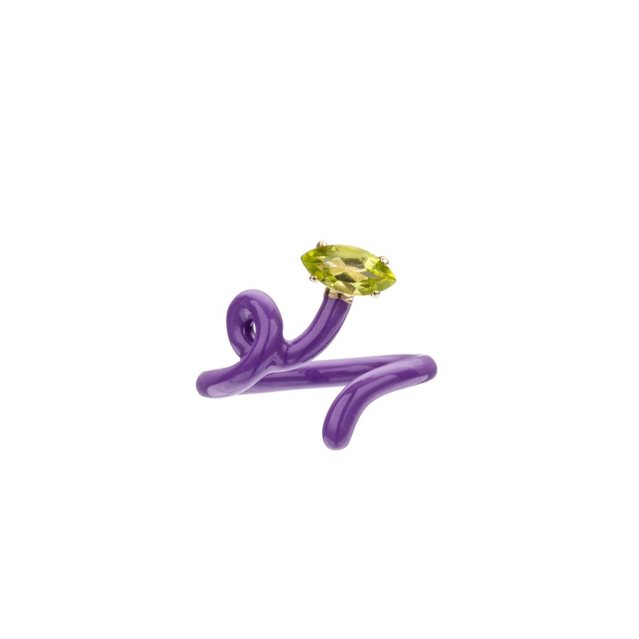 Jewelry Bea Bongiasca | Baby Vine Peridot Tendril Ring Purple