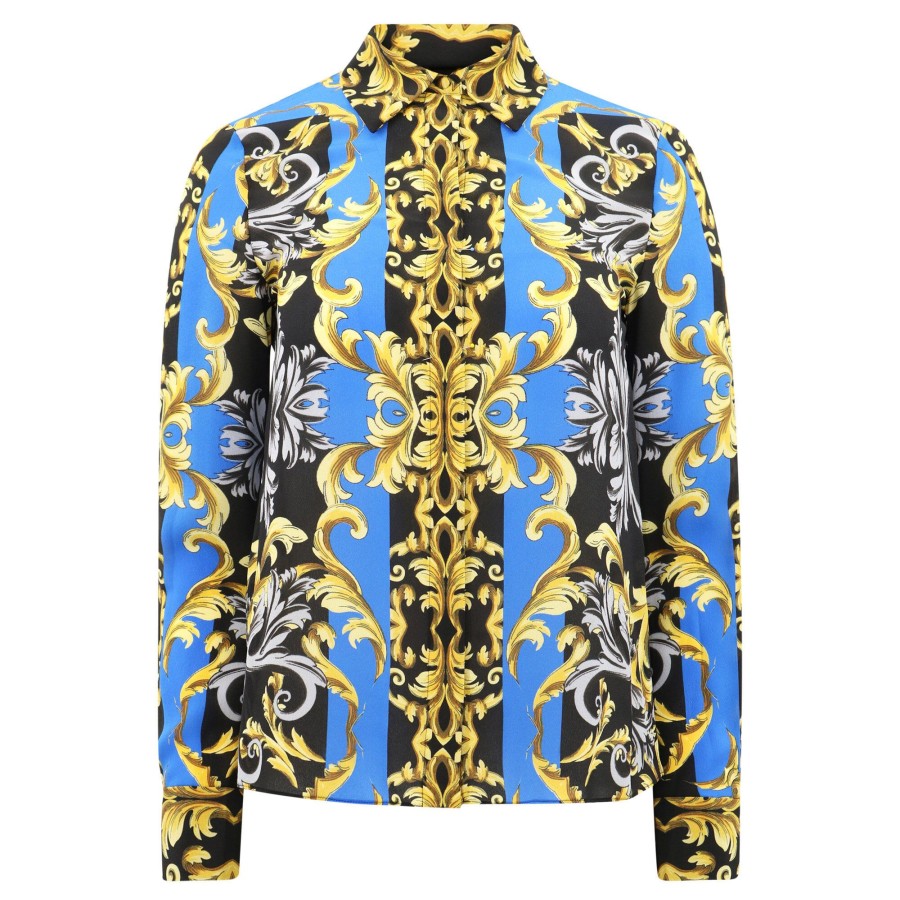 Clothing Alice + Olivia | Willa Placket Top Regal Romance Sapphire