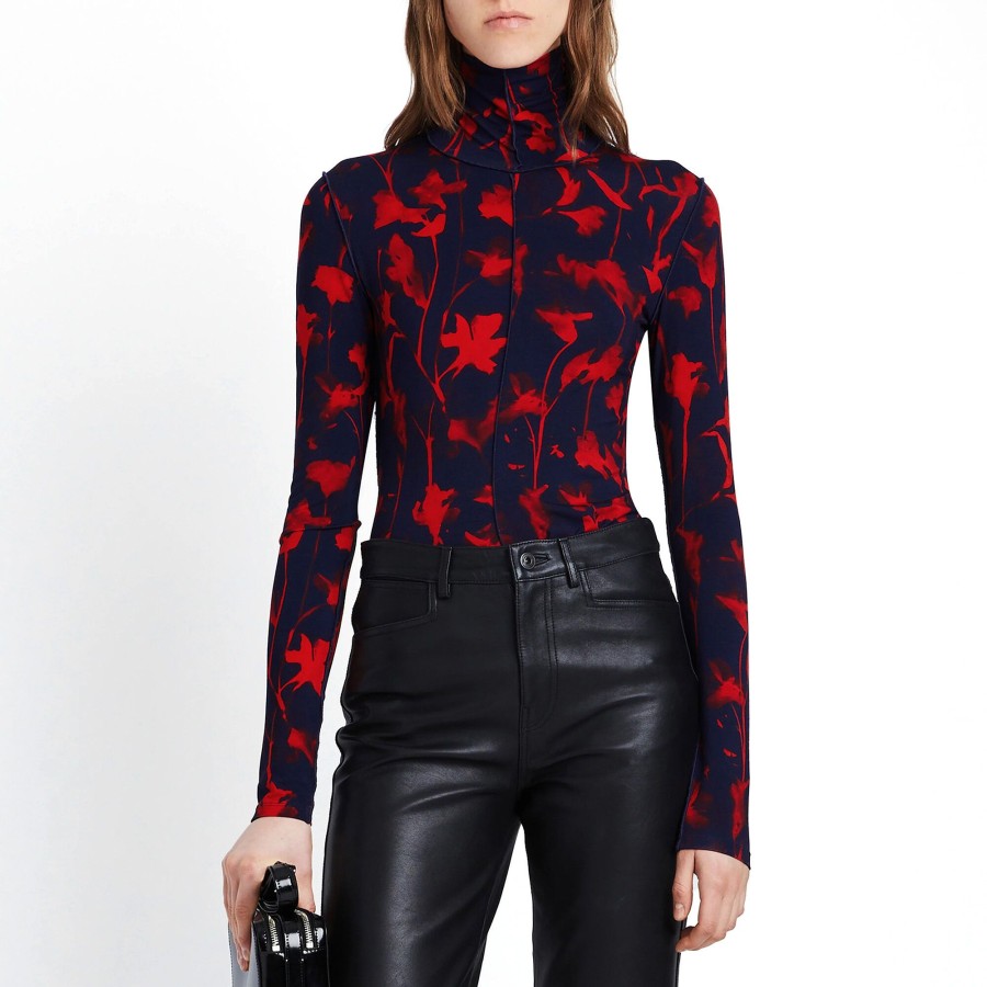 Clothing Proenza Schouler White Label | Cyanotype Jersey Turtleneck Indigo/Garnet/Scarlet