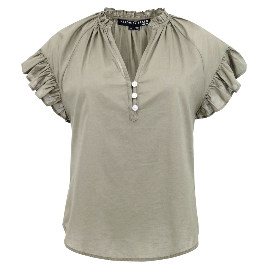 Clothing Veronica Beard | Milly Ruffled Shirt Marine