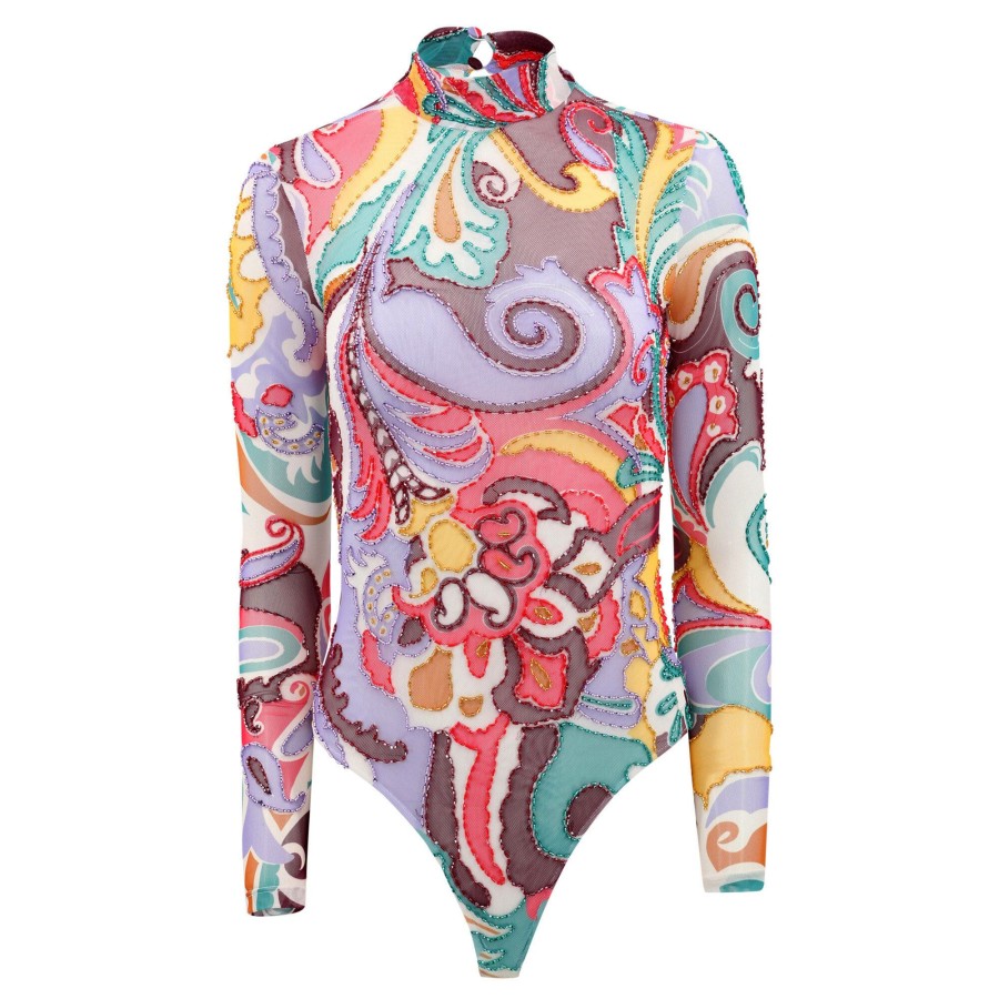 Clothing PatBo | Daydreamer Beaded Tulle Bodysuit Multi