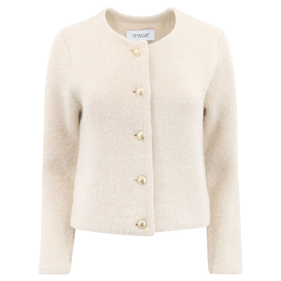 Clothing Derek Lam 10 Crosby | Keene Crewneck Cardigan Oat Gold