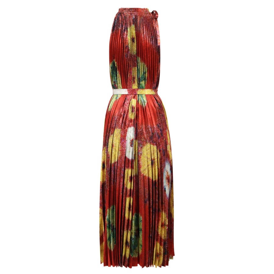Clothing Ulla Johnson | Amiko Pleated Halter Midi Dress Medallion
