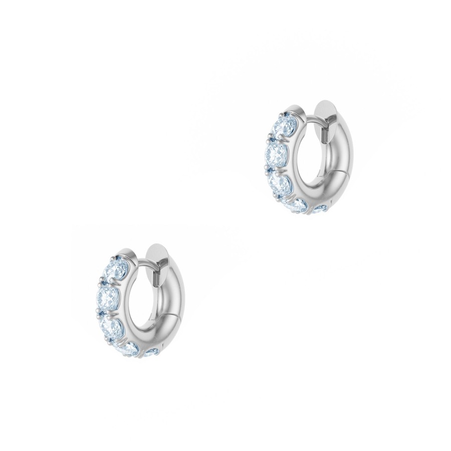 Jewelry Spinelli Kilcollin | Mini Macro Hoop Pave Earrings White/Gold