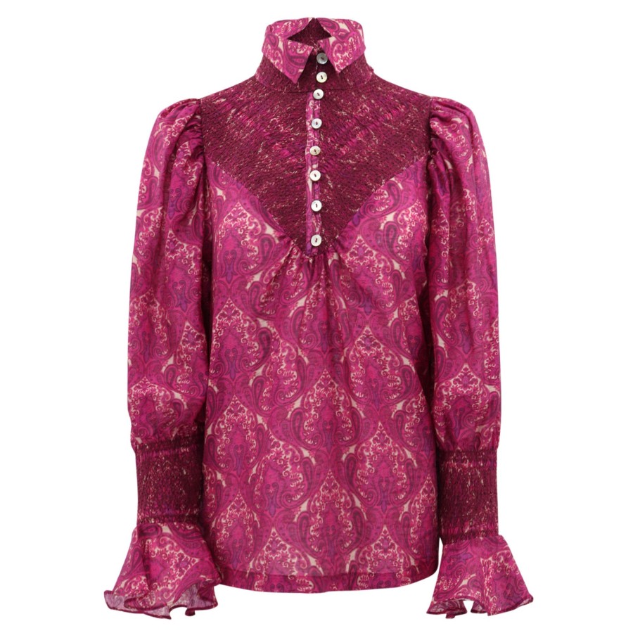 Clothing Hope for Flowers | Soft Smocked Shirt Sea Green Foulard (Out Of Stock)