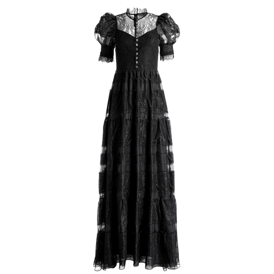Clothing Alice + Olivia | Vernita Tiered Maxi Dress Black