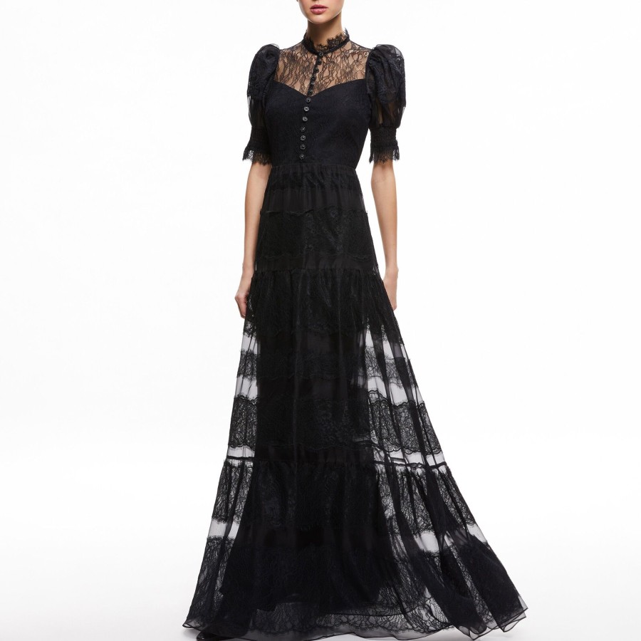 Clothing Alice + Olivia | Vernita Tiered Maxi Dress Black