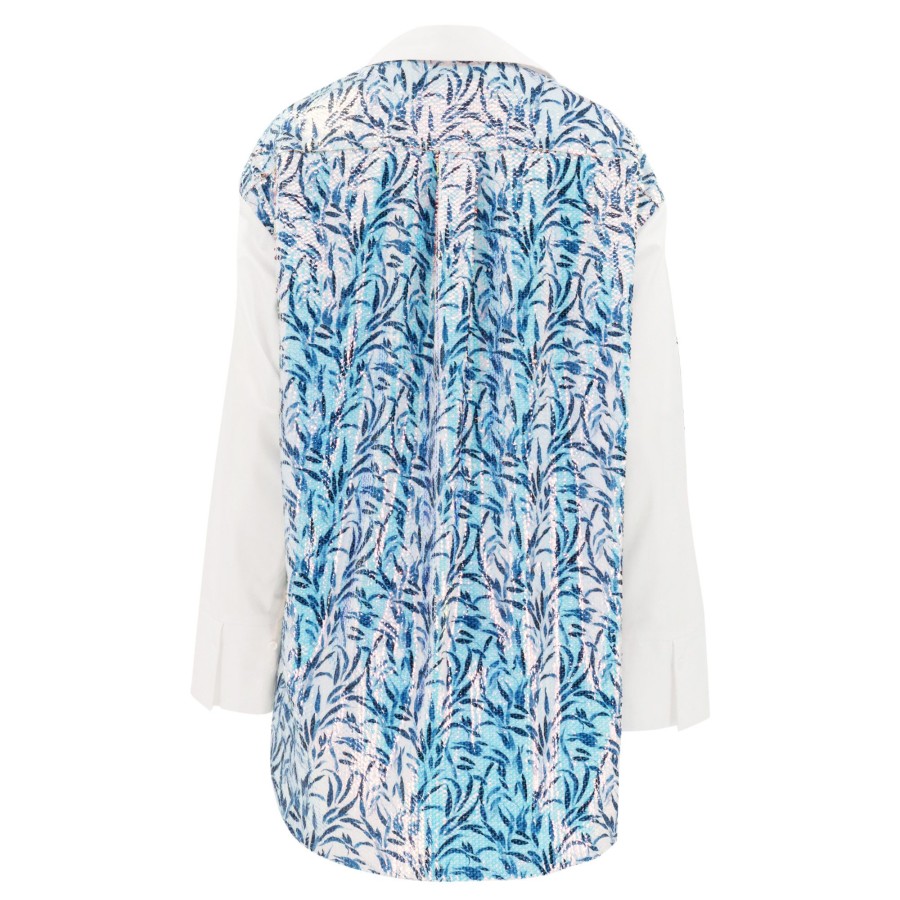 Clothing Hellessy | Myles Sequin Back Print Shirt Ecru/Leaf