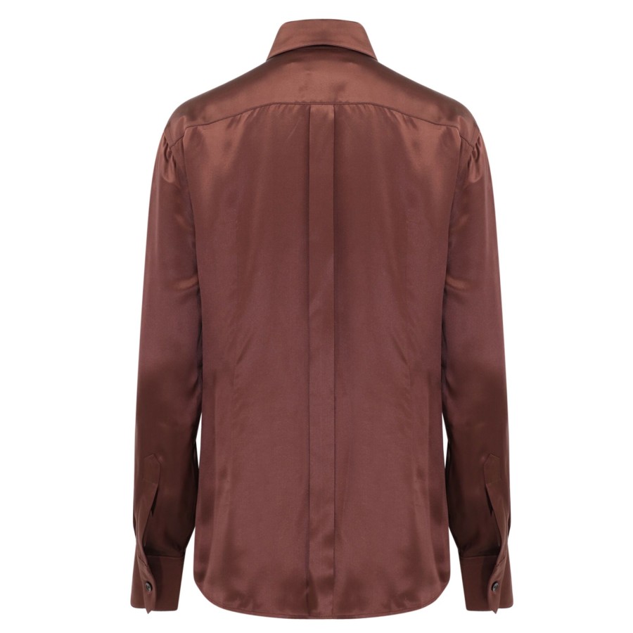 Clothing Dolce & Gabbana | Silk Satin Shirt Dark Brown