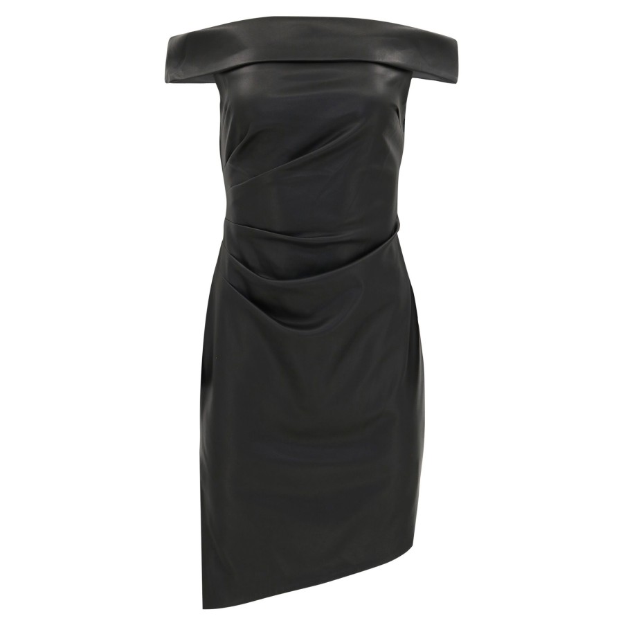 Clothing Milly | Ally Vegan Leather Dress Black