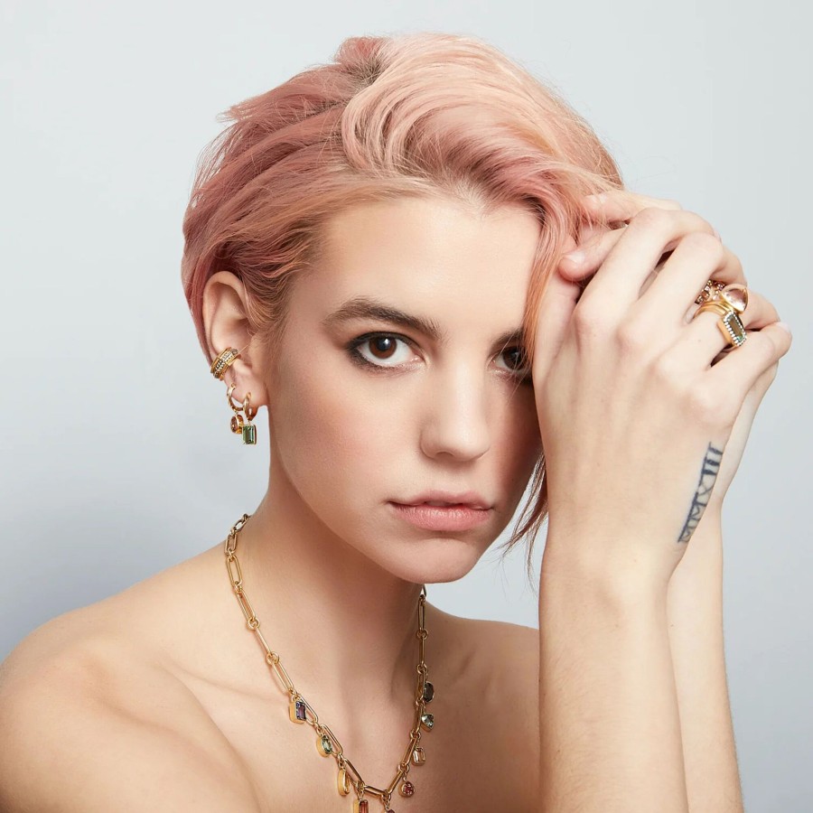 Jewelry Sorellina | Pietra Gemsonte Huggie Earrings Garnet