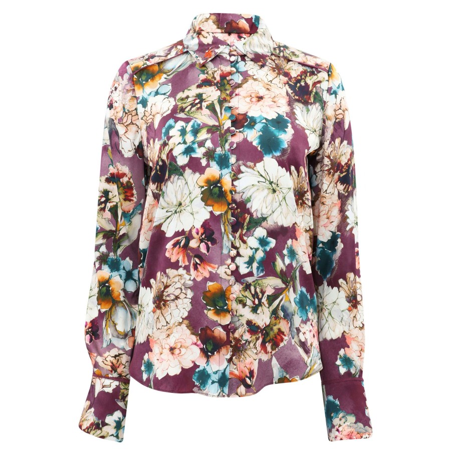 Clothing Go Silk | Go Best In Show Blouse Gold Lurex Floral